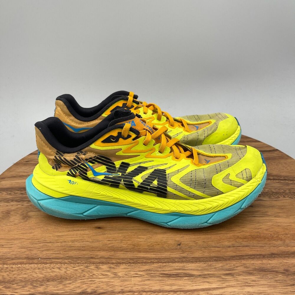 Hoka One One Tecton X 2 Shoes Womens Size 8.5 B Yellow Trail Running Hiking